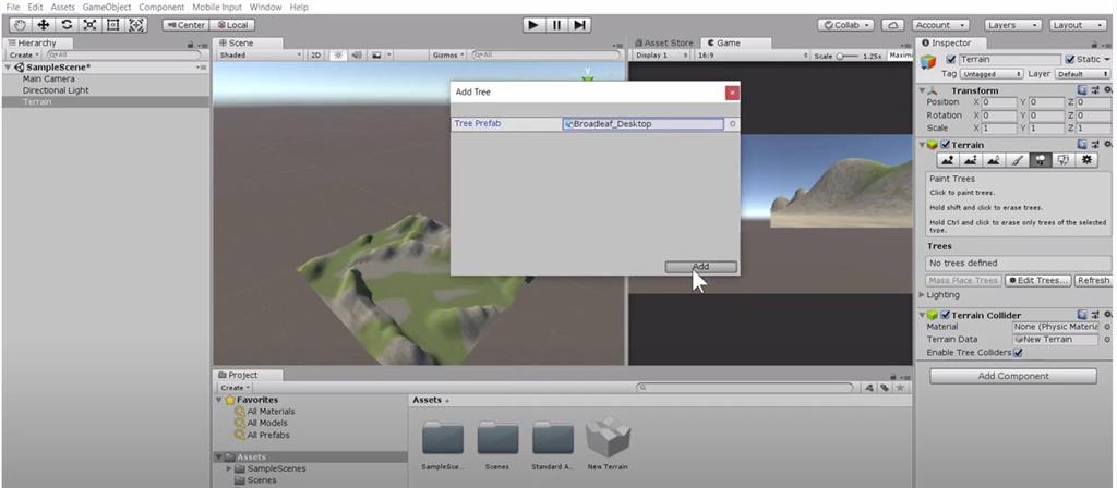 Create A Terrain, Add Trees And Grass In Unity